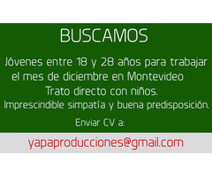 Buscamos Jovenes Entre 18 Y 28 años Para Trabajo Temporal En Montevideo